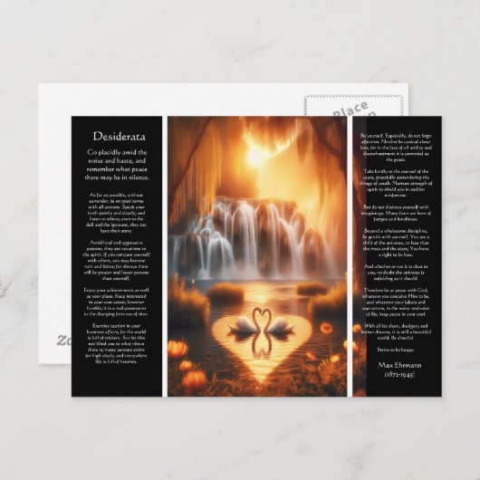 Desiderata Wasserfall: ruhiger Schwanenglühen Postkarte (Vorne/Hinten)