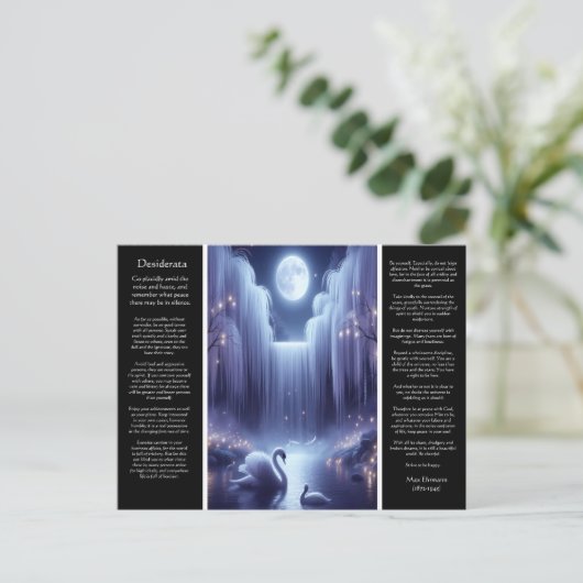 Desiderata Wasserfall: Swan Harmony Pool Postkarte (Stehend Vorderseite)