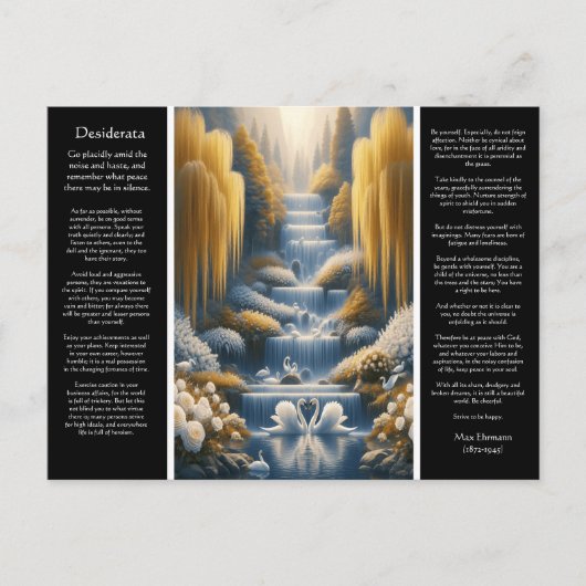 Desiderata Wasserfall: Swan's Heart, Valley's Grac Postkarte (Vorderseite)