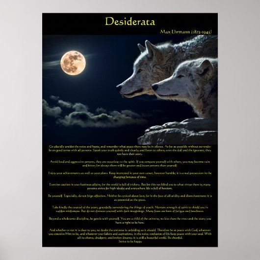 Desiderata weiße Wölfe auf einem Plakat auf der Be (Vorne)