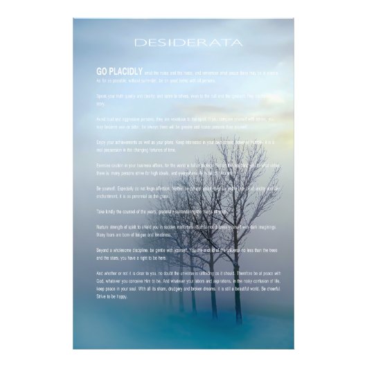 DESIDERATA Winterbaumen Fotodruck (Vorne)