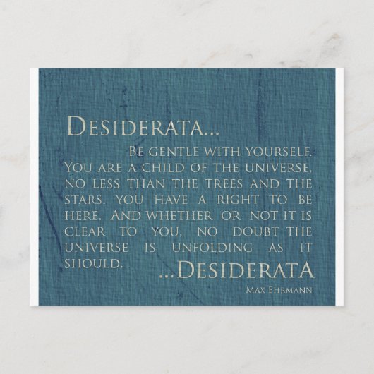 Desiderata zur Leinwand Postkarte (Vorderseite)