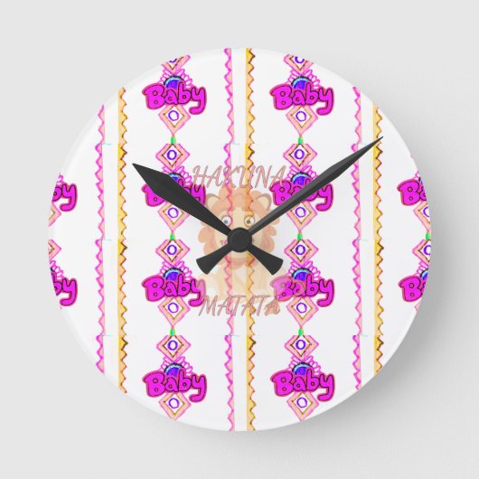 Desig Text grafischer Kunst Baby-Löwe-CUBs Hakuna Runde Wanduhr (Vorderseite)