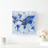 Design 105 Weltkarte Quadratische Wanduhr (Zuhause)