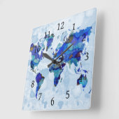 Design 105 Weltkarte Quadratische Wanduhr (Winkel)