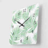 Design 165 Blätter mit grüner Palme Quadratische Wanduhr (Winkel)