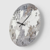 Design 220 Gray World Map Große Wanduhr (Winkel)
