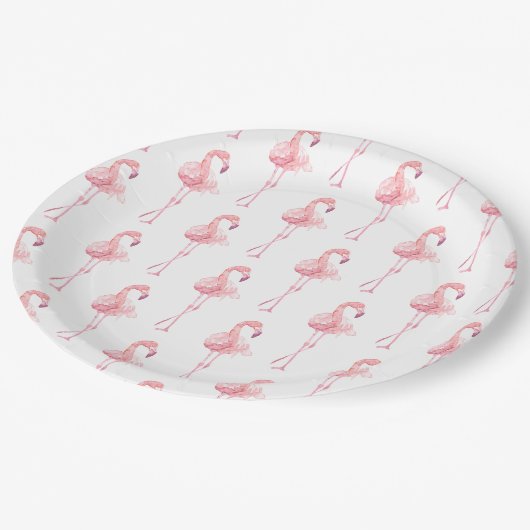 Design-2-Papierplatte der Zender-Flamingo-Serie Pappteller (Schrägansicht)