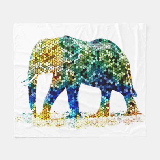 Design 36 Mosaik-Elefant Fleecedecke (Vorderseite (Horizontal))