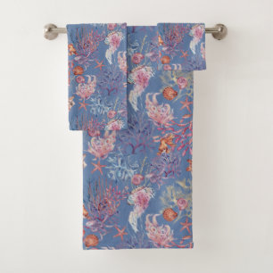 Design 3 der Unterwasserfarbe Badhandtuch Set