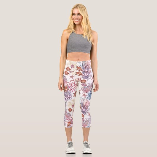 Design 3 der Unterwasserfarbe Capri Leggings (Vorderseite)