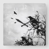 Design 43 Crow Bird Quadratische Wanduhr (Vorderseite)