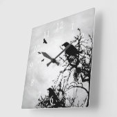 Design 43 Crow Bird Quadratische Wanduhr (Winkel)
