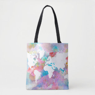 Design 48 Weltkarte pink blau Tasche