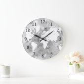 Design 49 Graue Weltkarte Große Wanduhr (Zuhause)