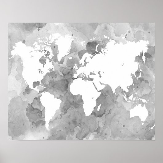 Design 49 Graue Weltkarte Poster (Vorne)