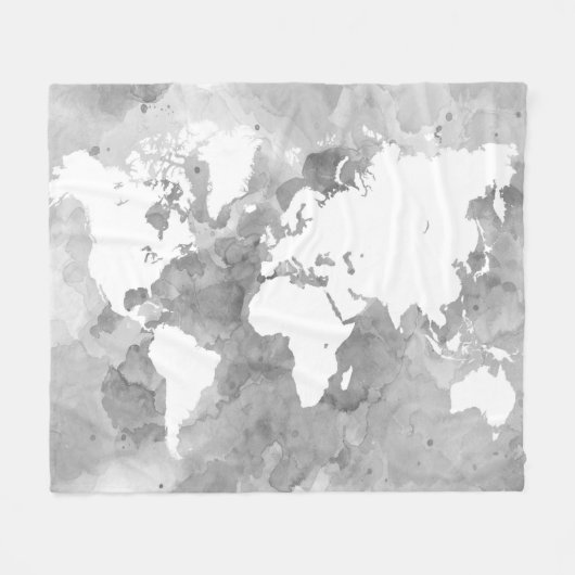 Design 49 Weltkarte Fleecedecke (Vorderseite (Horizontal))