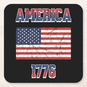 Design 4. Juli Rechteckiger Pappuntersetzer