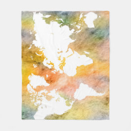 Design 63 Weltkarte Orange Fleecedecke