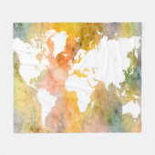 Design 63 Weltkarte Orange Fleecedecke (Vorderseite (Horizontal))