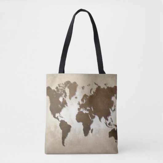 Design 64 braune Weltkarte Tasche (Vorderseite)