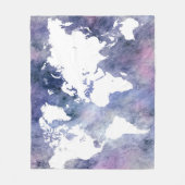 Design 65 blaue Weltkarte Fleecedecke (Vorderseite)