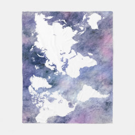 Design 65 blaue Weltkarte Fleecedecke