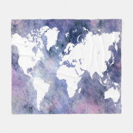 Design 65 blaue Weltkarte Fleecedecke