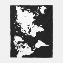 Design 69 Schwarz-weiße Weltkarte Fleecedecke