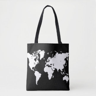 Design 69 Weltkarte Schwarz-weiß Tasche