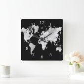 Design 70 Weltkarte Quadratische Wanduhr (Zuhause)