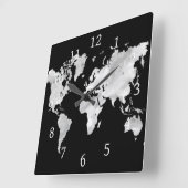 Design 70 Weltkarte Quadratische Wanduhr (Winkel)