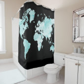 Design 72 Schwarz Aqua Blue World Map Duschvorhang (Beispiel)