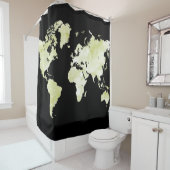Design 73 Schwarz-Grün-Weltkarte Duschvorhang (Beispiel)
