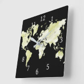 Design 73 schwarz grüne Weltkarte Quadratische Wanduhr (Winkel)