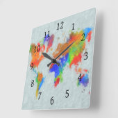 Design 78 Weltkarte Quadratische Wanduhr (Winkel)