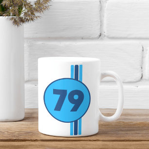 Design 79 blau auf Türkis mit Streifen Kaffeetasse