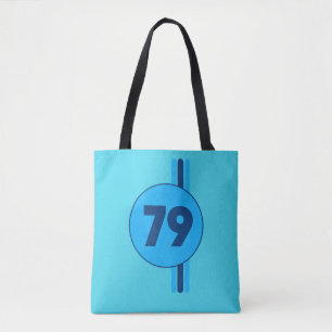 Design 79 in Blau auf Türkis mit Streifen Tasche