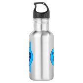 Design 79 in blau mit Streifen Edelstahlflasche (Rückseite)