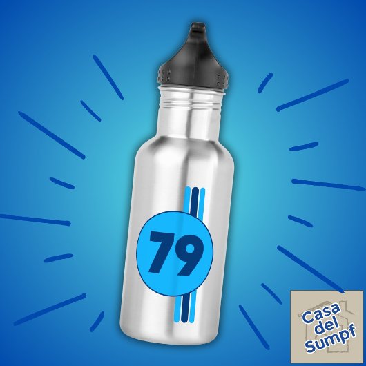 Design 79 in blau mit Streifen Edelstahlflasche