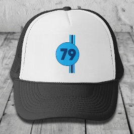 Design 79 in blue on turquoise with stripes truckerkappe