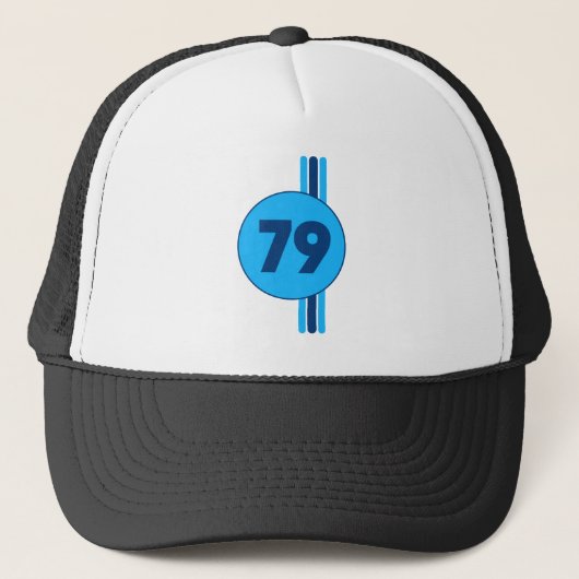 Design 79 in blue on turquoise with stripes truckerkappe (Vorderseite)