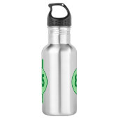 Design 85 grün auf Pfefferminzgrün mit Streifen Edelstahlflasche (Rückseite)