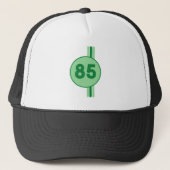 Design 85 in green on mint green with stripes truckerkappe (Vorderseite)