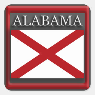 Design-Aufkleber für die Alabama-Staatsflagge Quadratischer Aufkleber