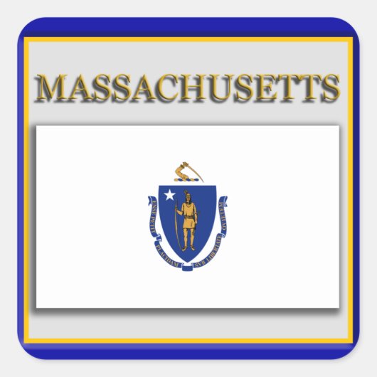 Design-Aufkleber für Massachusetts State Flag Quadratischer Aufkleber (Vorderseite)