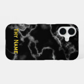 Design aus schwarzem Marmor - iPhone 16 Hülle (Rückseite (Horizontal))