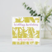 Design Beach Wedding mit tropischen Palmen Einladung (Stehend Vorderseite)