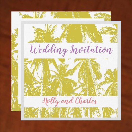 Design Beach Wedding mit tropischen Palmen Einladung