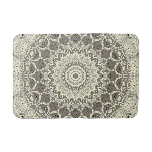 Design Beige und Taupe Mandala Badematte (Vorderseite)
